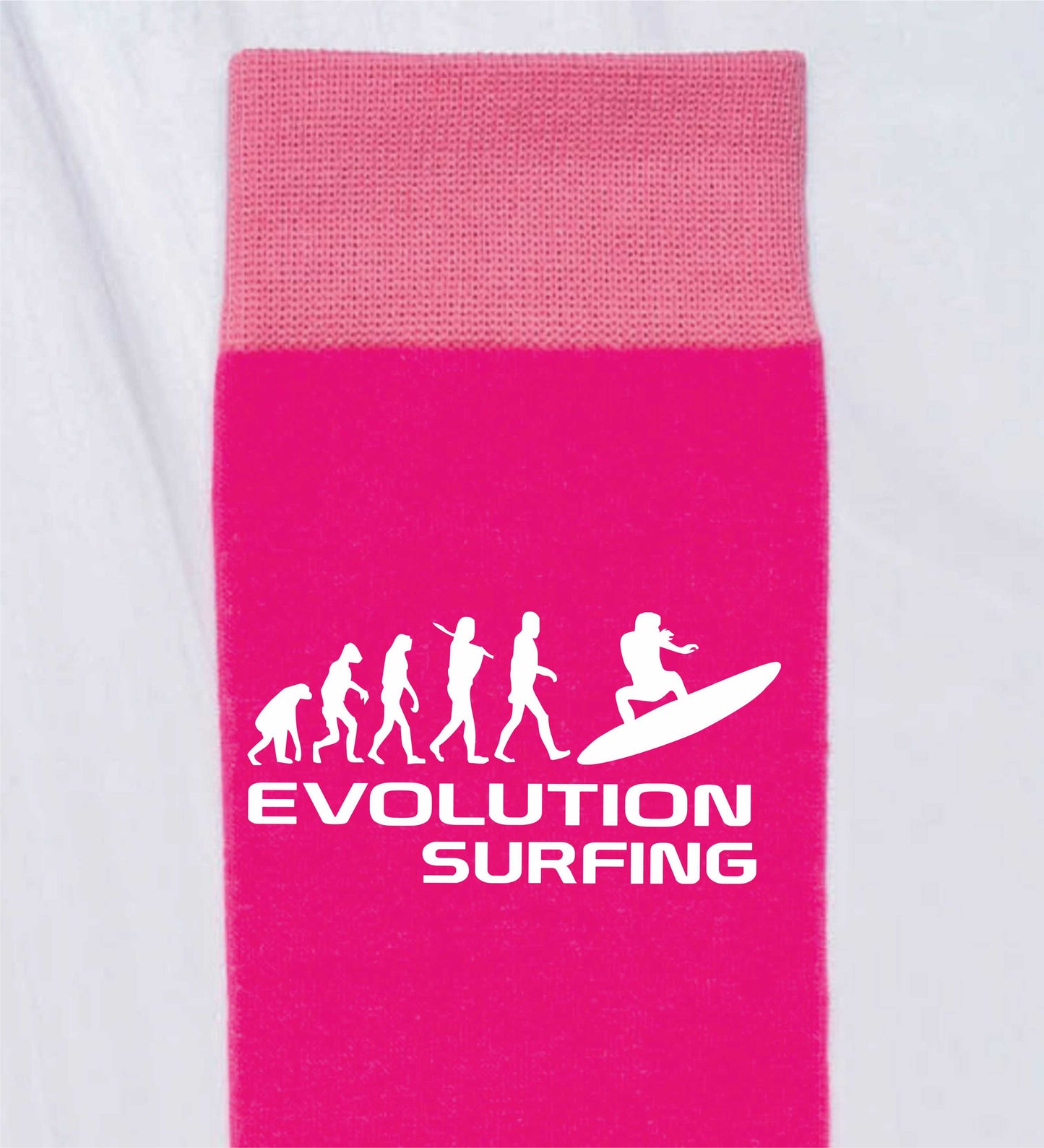 Evolution Of Surfing Ladies Novelty Socks Pink Funny WaterSports Gift Women