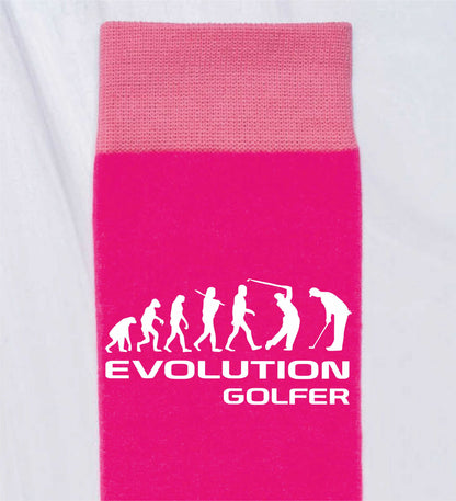Evolution Of Golf Ladies Novelty Socks Pink Funny Golfing Gift for Ladies
