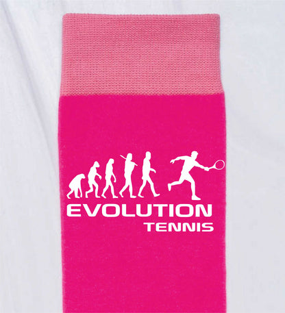 Evolution Of Tennis Ladies Novelty Socks Pink Funny Tennis Gift for Ladies