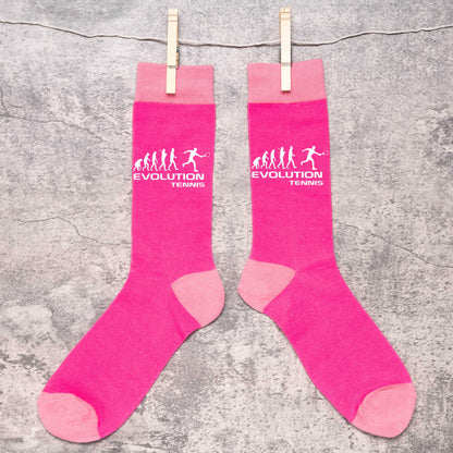 Evolution Of Tennis Ladies Novelty Socks Pink Funny Tennis Gift for Ladies