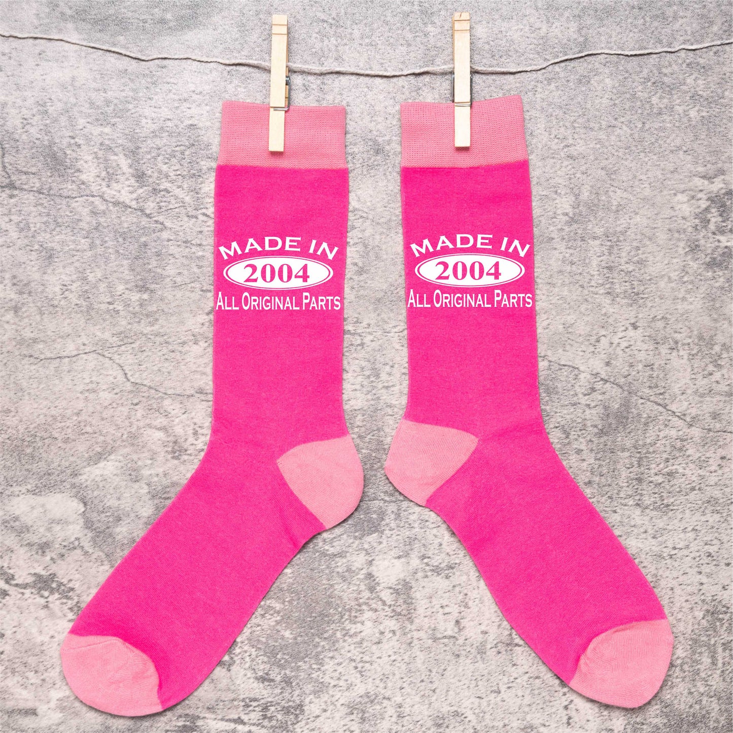 Made in 2004 Ladies Socks Pink Ideal for 21st Birthday Gift or Anniversary Gift