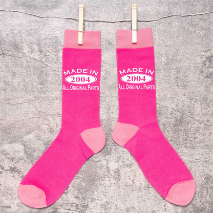 Made in 2004 Ladies Socks Pink Ideal for 21st Birthday Gift or Anniversary Gift