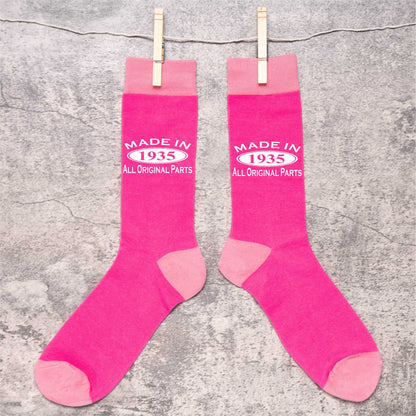 Made in 1935 Ladies Socks Pink Ideal for 90th Birthday Gift or Anniversary Gift