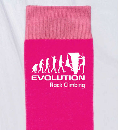 Evolution Of Rock Climbing Funny Ladies Pink Novelty Socks Birthday Gift