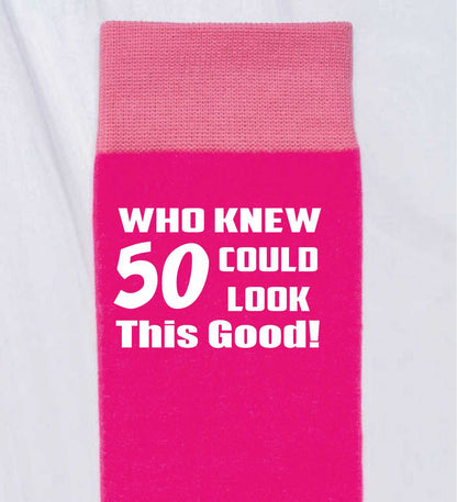 Who Knew 50 Ladies Pink Funny Socks Novelty 50th Birthday Gift