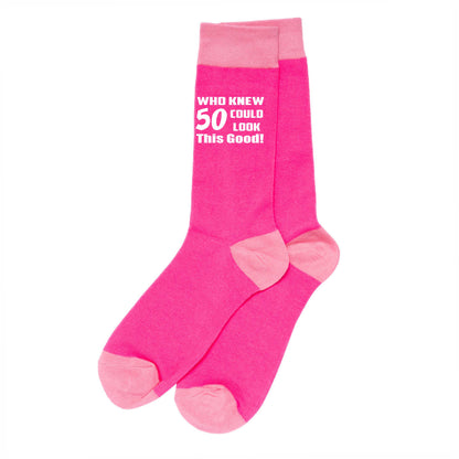 Who Knew 50 Ladies Pink Funny Socks Novelty 50th Birthday Gift