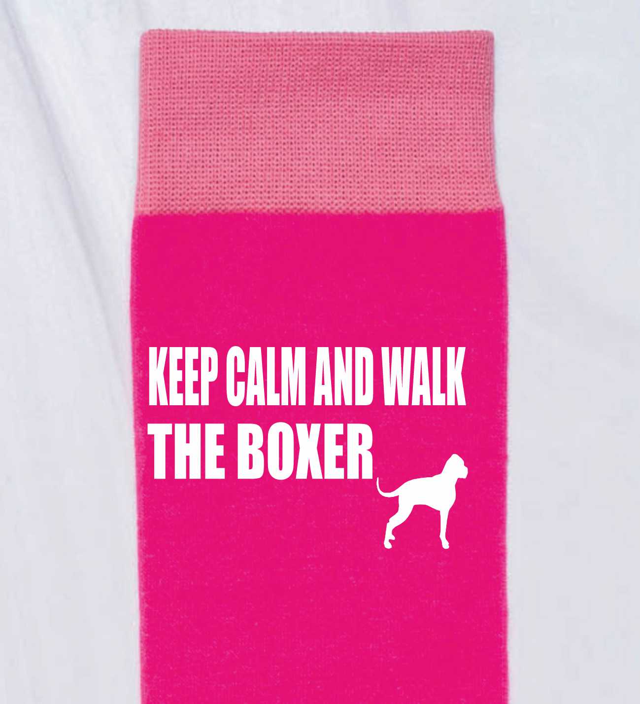 Keep Calm & Walk The Boxer Ladies Pink Novelty Socks Dog Lover Gift