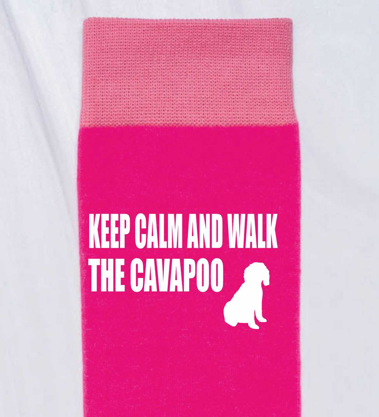 Keep Calm & Walk The Cavapoo Ladies Pink Novelty Socks Dog Lover Gift