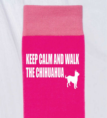 Keep Calm & Walk The Chihuahua Ladies Pink Novelty Socks Dog Lover Gift