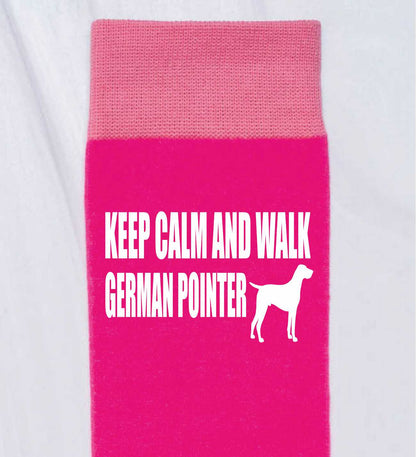 Keep Calm & Walk German Pointer Ladies Pink Novelty Socks Dog Lover Gift