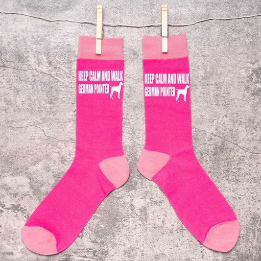 Keep Calm & Walk German Pointer Ladies Pink Novelty Socks Dog Lover Gift