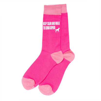 Keep Calm & Walk German Shepherd Ladies Pink Novelty Socks Dog Lover Gift