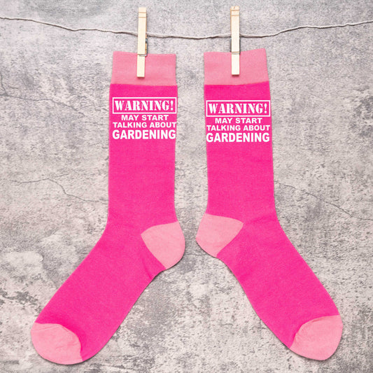 Warning May Talk About Gardening Ladies Pink Novelty Socks Birthday Gift