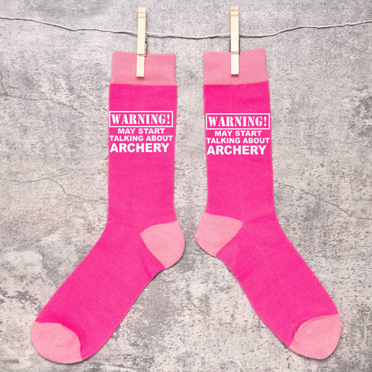 Warning May Talk About Archery Ladies Pink Novelty Socks Birthday Gift