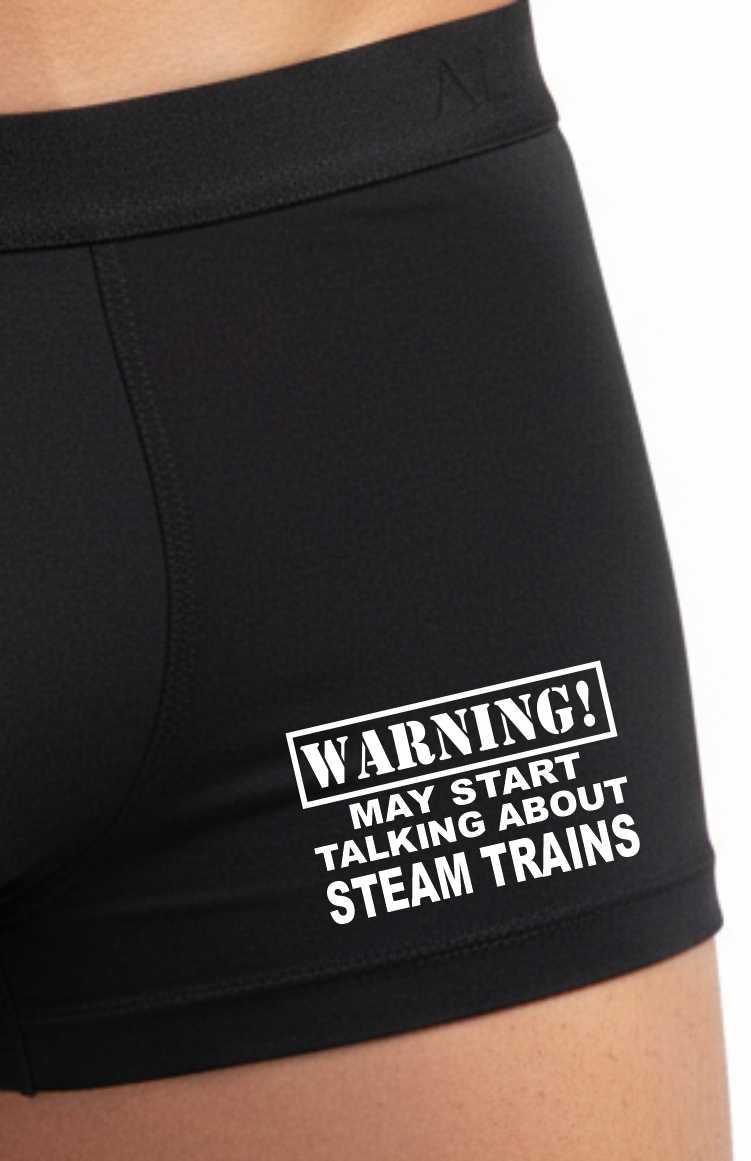 Bamboo Boxer Shorts Funny Gift Warning May Start Talking About Steam Trains