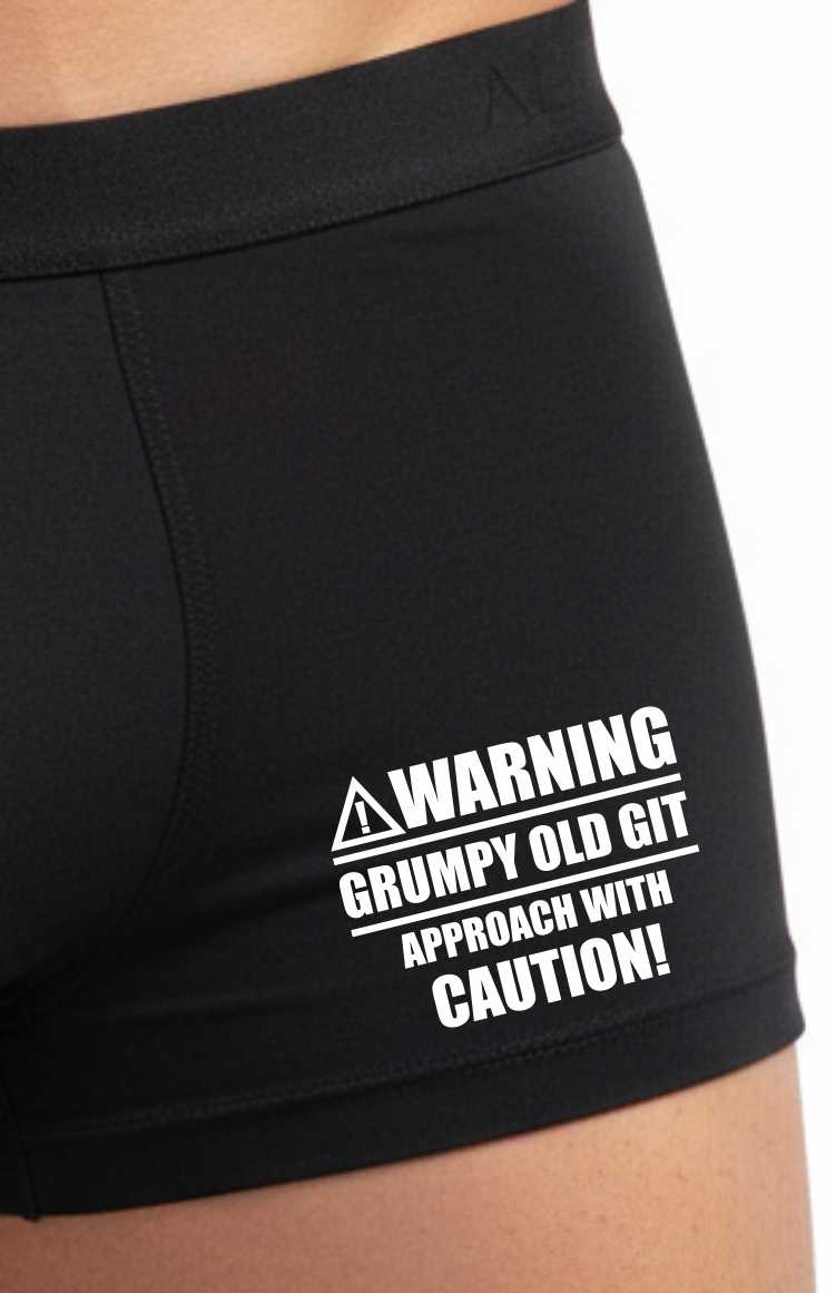 Warning Grumpy Old Git Cotton Supersoft Bamboo Boxer Shorts Funny Gift