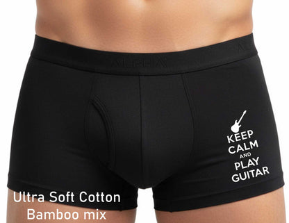 Bamboo Boxers Funny Guitarist Gift For Him Keep Calm And Play Guitar