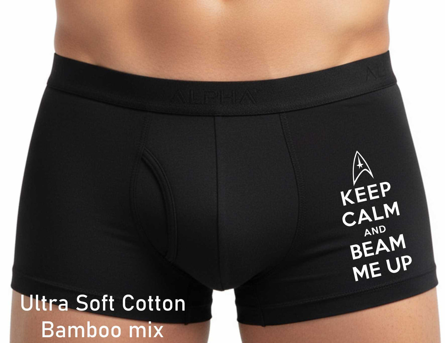 Keep Calm And Beam Me Up Bamboo Boxer Shorts Sci Fi Gift For Him