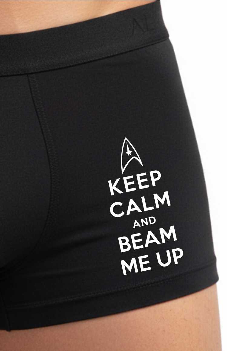 Keep Calm And Beam Me Up Bamboo Boxer Shorts Sci Fi Gift For Him
