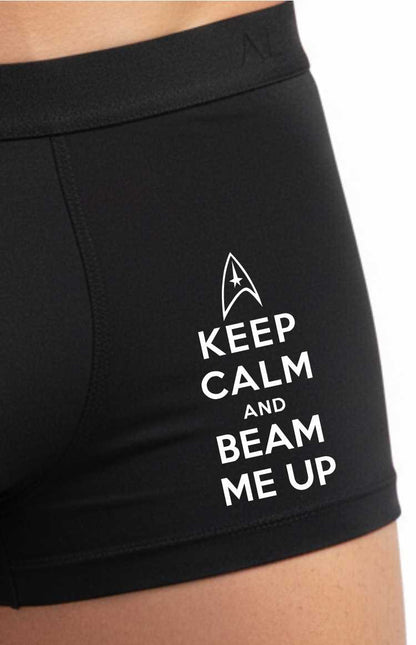 Keep Calm And Beam Me Up Bamboo Boxer Shorts Sci Fi Gift For Him