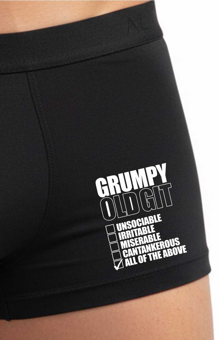 Grumpy Old Git Bamboo Cotton Boxer Shorts Birthday Novelty Gift For Him