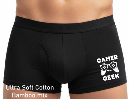 Gamer Geek Supersoft Bamboo Boxer Shorts Funny Gaming Gift For Him