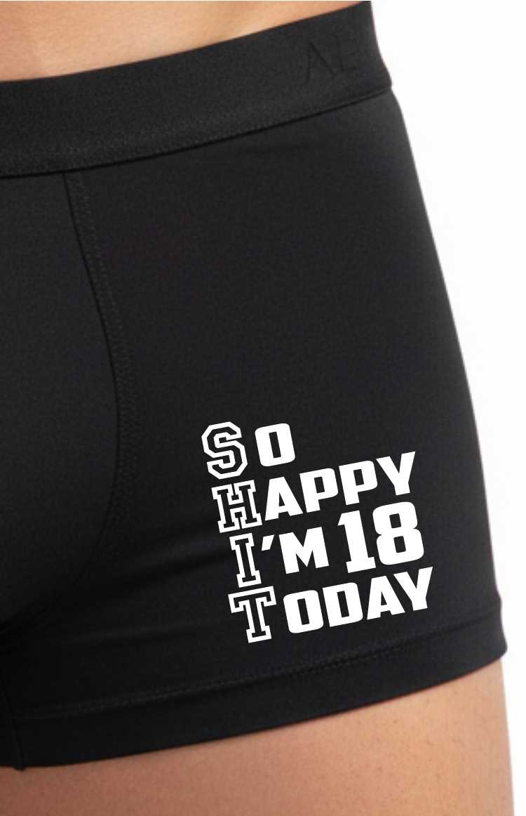 18th Birthday So Happy I'm 18 Today Bamboo Boxer Shorts Funny Gift