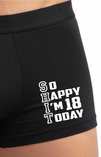 18th Birthday So Happy I'm 18 Today Bamboo Boxer Shorts Funny Gift