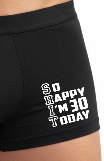 30th Birthday So Happy I'm 30 Today Bamboo Boxer Shorts Funny Gift