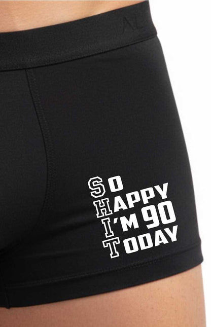 90th Birthday So Happy I'm 90 Today Bamboo Boxer Shorts Funny Gift