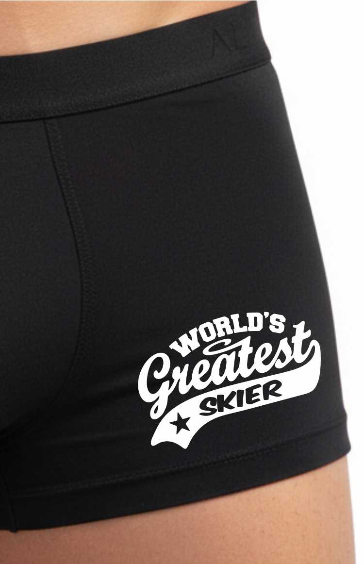 Funny Skiing Gift For Him Worlds Greatest Skier Bamboo Boxer Shorts