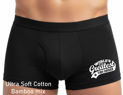 Worlds Greatest Taxi Driver Bamboo Boxer Shorts Gift For Him