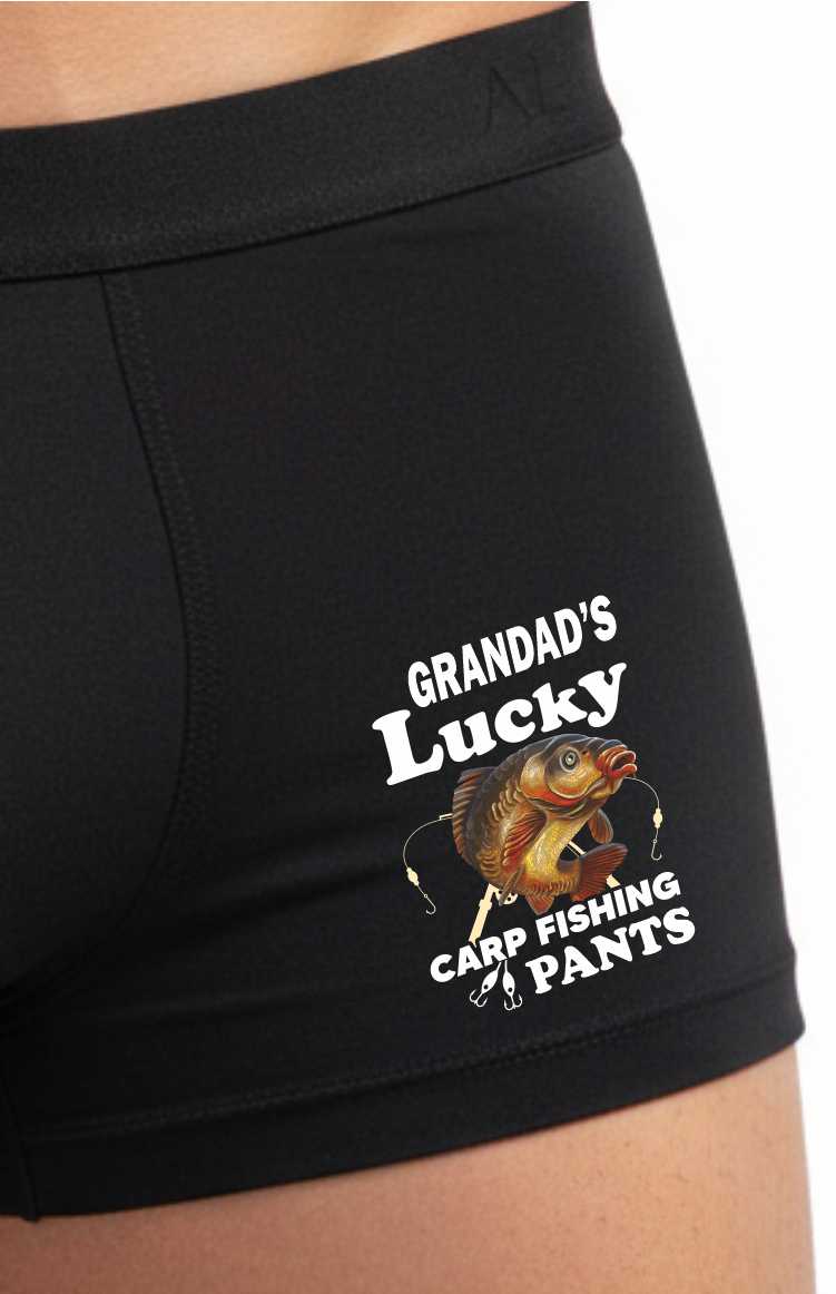 Worlds Grandad's Lucky Carp Bamboo Boxer Shorts Funny Angling Gift Him