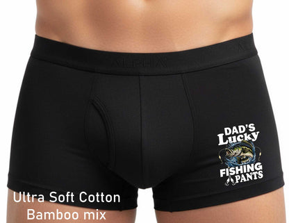 Dad's Lucky Fishing Bamboo Boxers Funny Fishing Angler Gift For Him