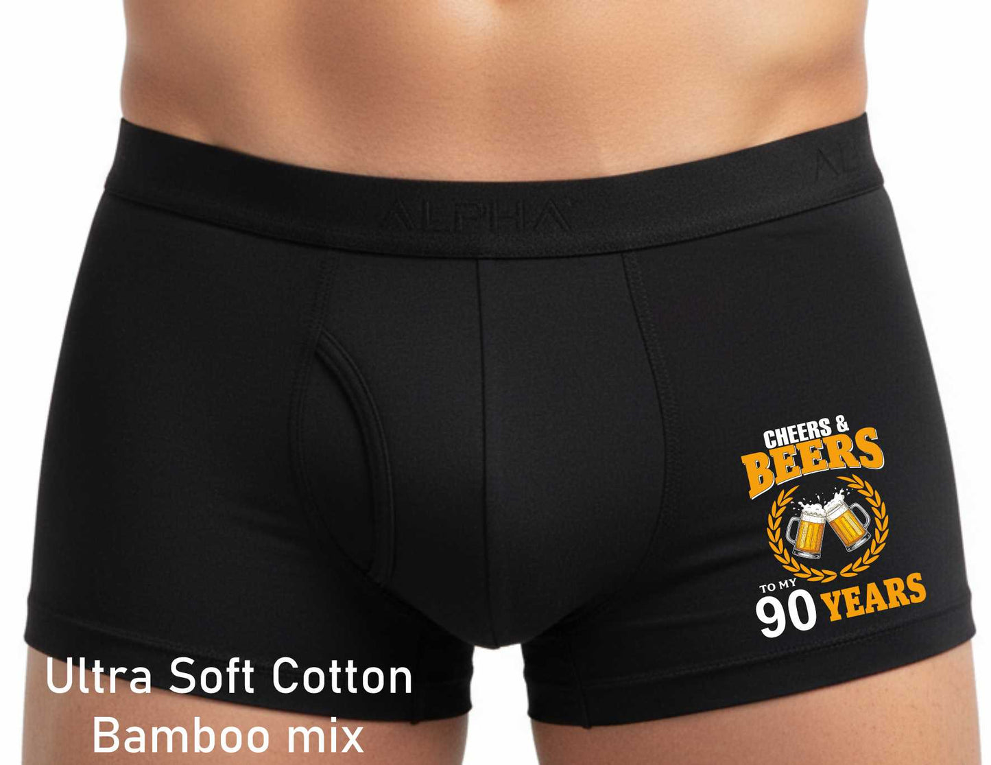 Supersoft Bamboo Boxer Shorts Fun Gift 90th Birthday Cheers And Beers