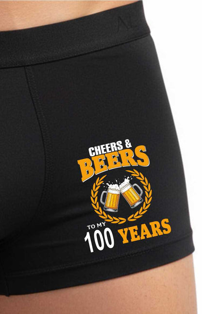Supersoft Bamboo Boxer Shorts Fun Gift 100th Birthday Cheers And Beers
