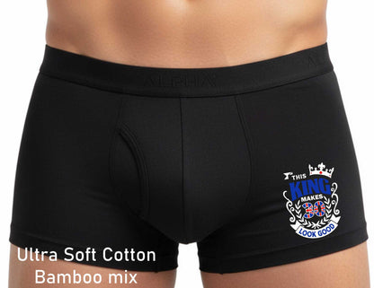 30th Birthday Gift King Makes 30 Look Good Supersoft Bamboo Boxers