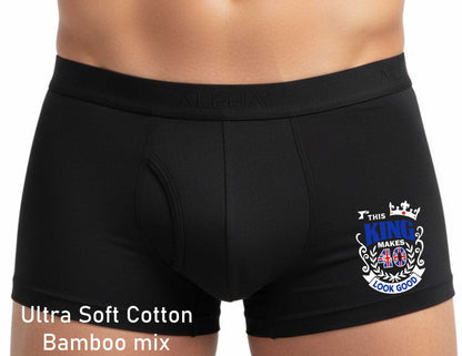 40th Birthday Gift King Makes 40 Look Good Supersoft Bamboo Boxers