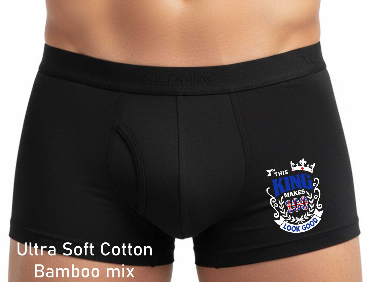 100th Birthday Gift King Makes 100 Look Good Supersoft Bamboo Boxers