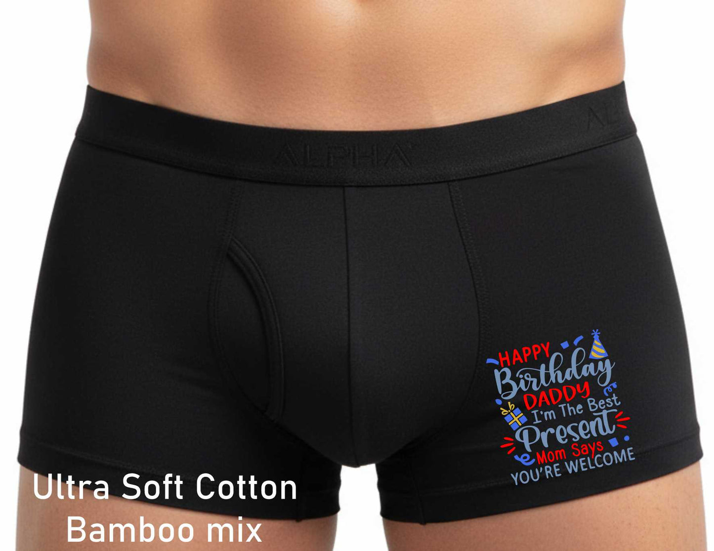 Happy Birthday Daddy Best Present Bamboo Boxer Shorts Funny Gift