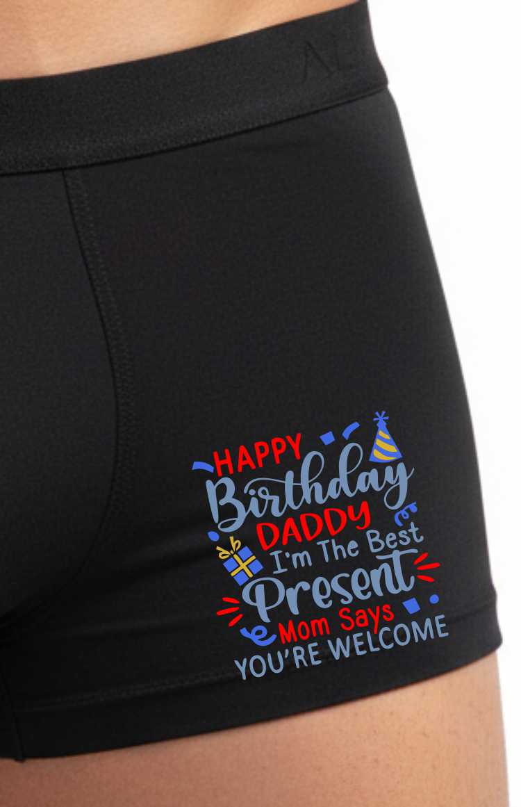Happy Birthday Daddy Best Present Bamboo Boxer Shorts Funny Gift