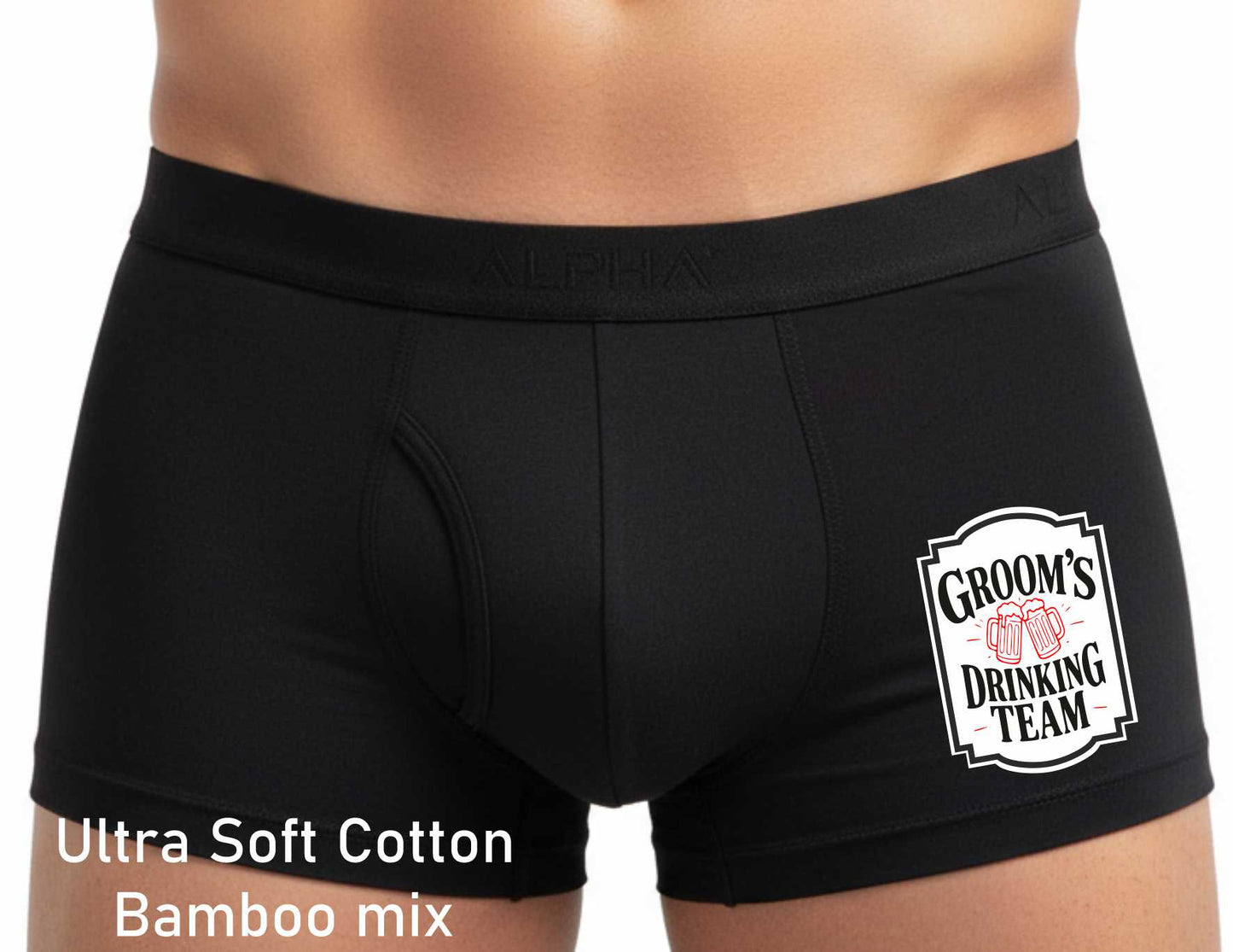 Groom's Drinking Team Bamboo Boxer Shorts Funny Stag Night Gift