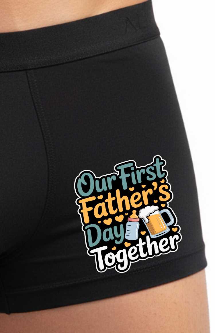 Our First Father's Day Bamboo Cotton Boxer Shorts New Dad Gift Him