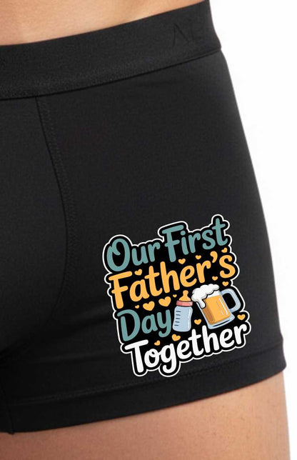 Our First Father's Day Bamboo Cotton Boxer Shorts New Dad Gift Him