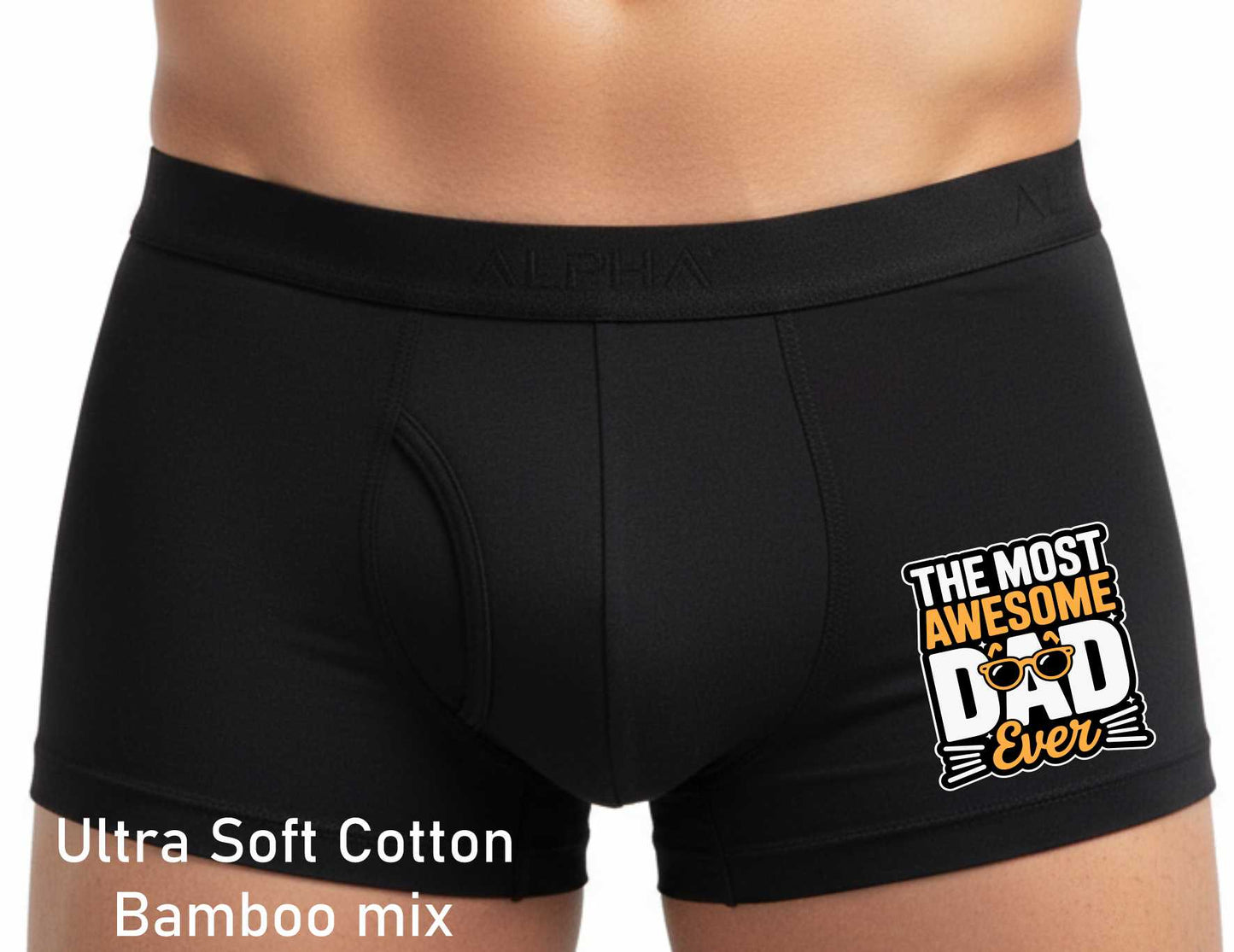 Most Awesome Dad Fathers Day Bamboo Cotton Boxer Shorts Birthday Gift