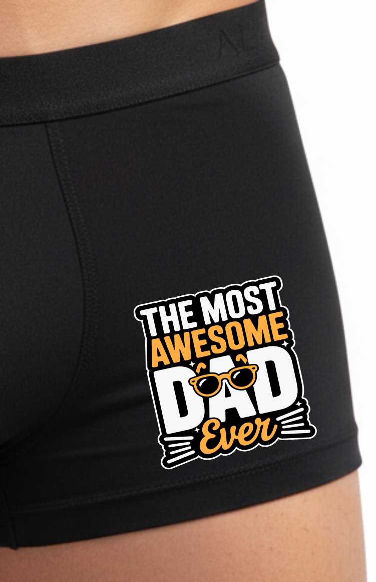 Most Awesome Dad Fathers Day Bamboo Cotton Boxer Shorts Birthday Gift