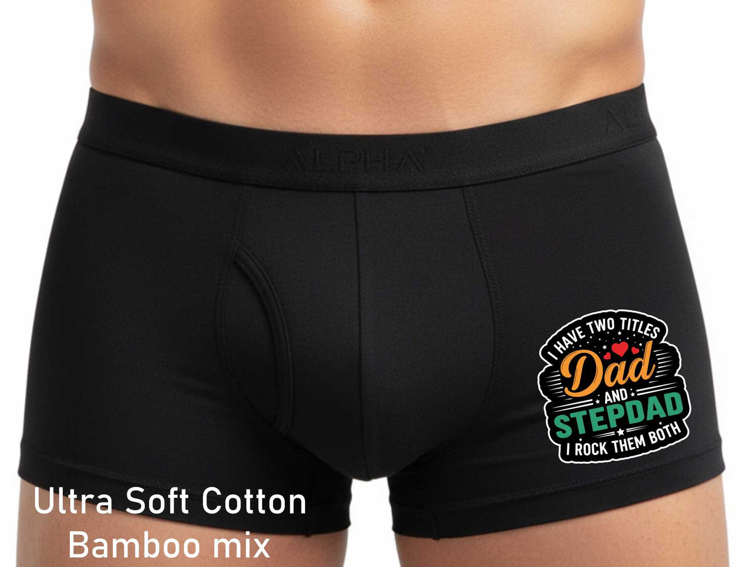 Dad And Stepdad I Rock Both Cotton Bamboo Boxer Shorts Gift