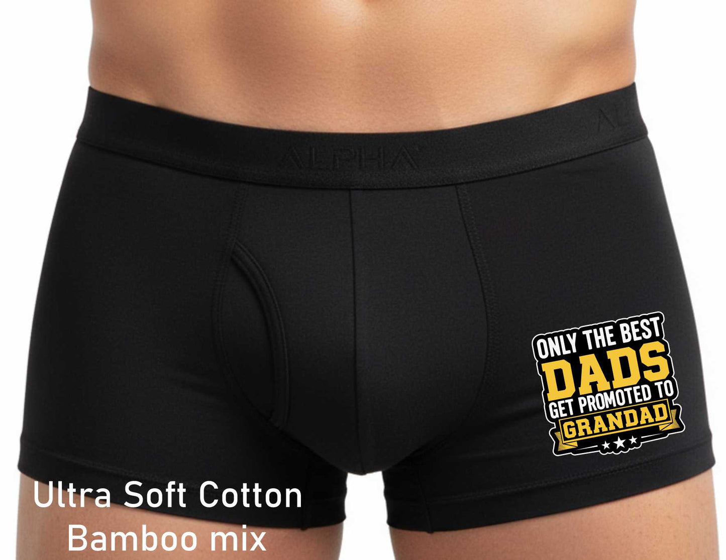 Promoted To Grandad Father's Day Cotton Bamboo Boxer Shorts Funny Gift