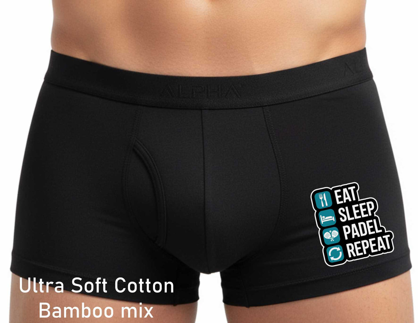 Father's Day Eat Sleep Padel Birthday Gift Black Boxer Shorts Mens