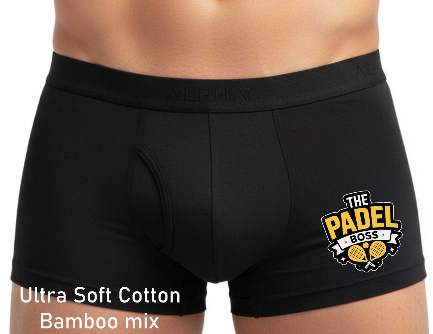 Padel Boss Black Men's Bamboo Boxer Shorts Father's Day Birthday Gift